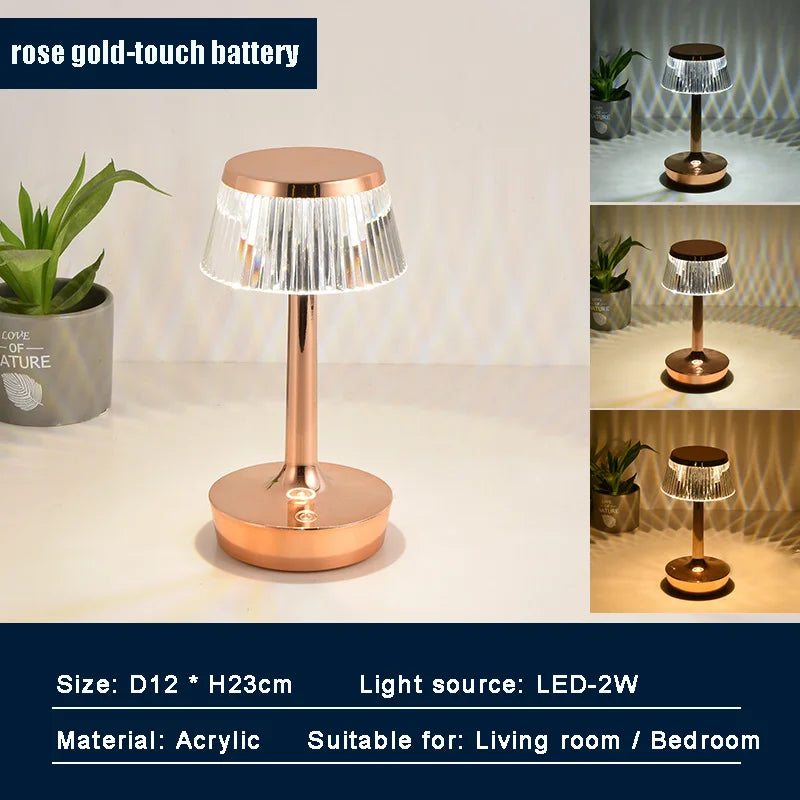 Fantastic Home Decorative Hotel Office Bedroom USB Cable Switch Crystal Lamp rechargeable table lamp For Bar Coffee Store